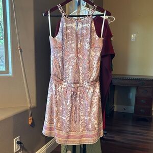 White House Black Market Pink and Cream Paisley Mini Dress
